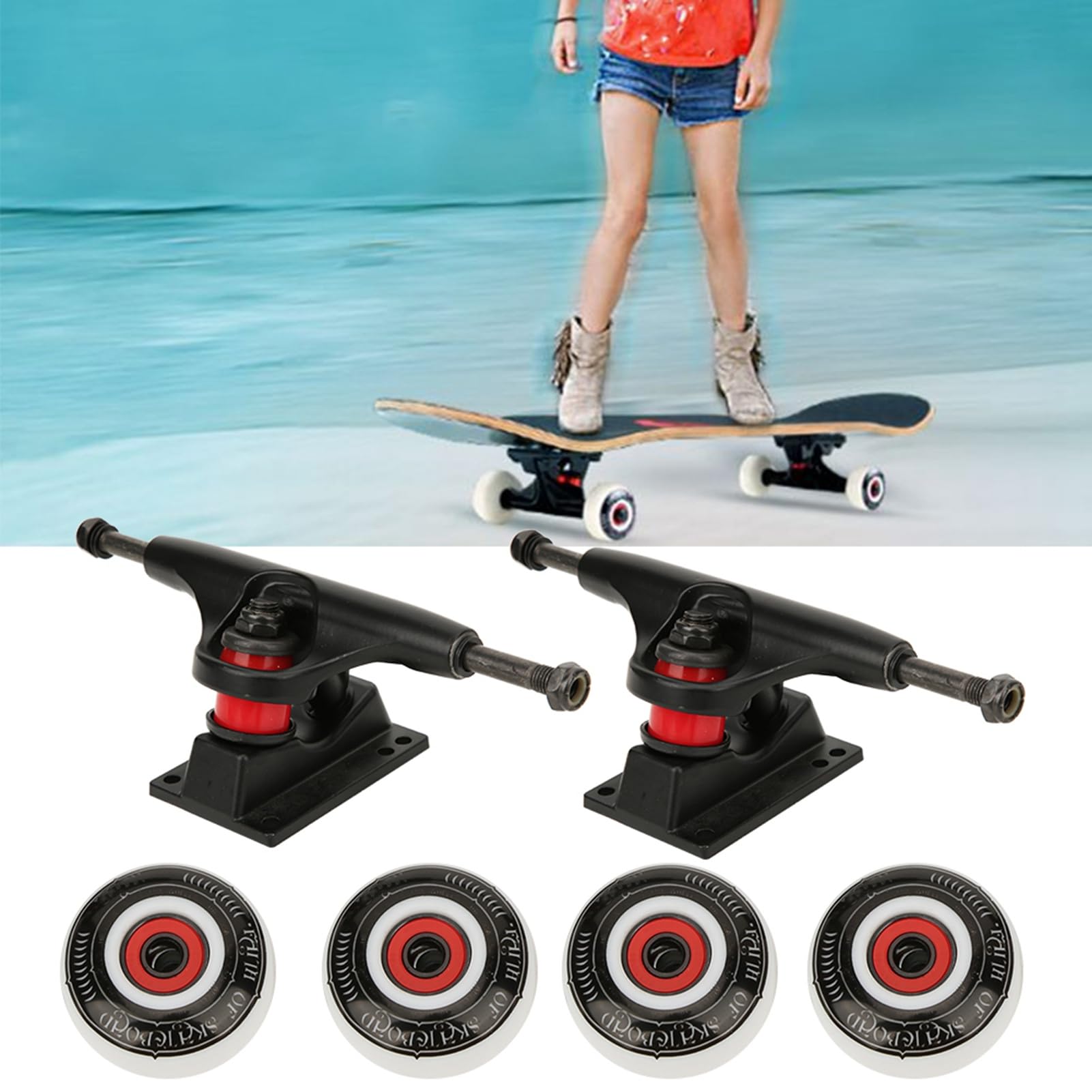 Skateboar Wheel Set, Quality Double Warped Skateboard Wheel Bracket Bridge Set Kit Accessory Combination