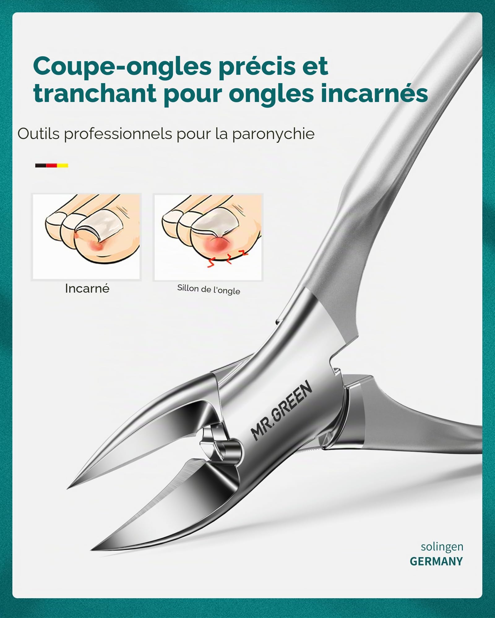 MR.GREEN Ensemble de manucure amélioré, coupe-ongles allemand en acier inoxydable anti-éclaboussures avec cuir, coupe-ongles de qualité supérieure, kit professionnel de soins des ongles avec étui en