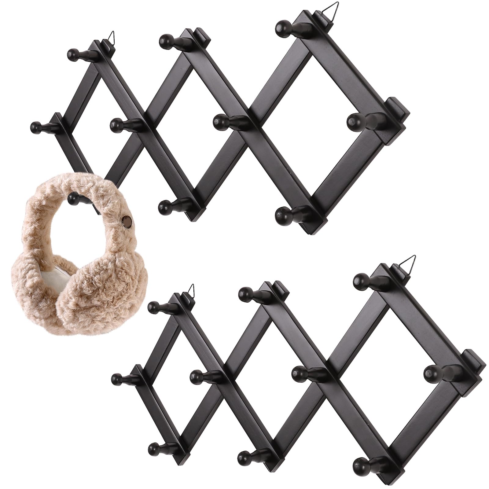 Photo 1 of SCUNDA Expandable Hat Rack - 2 Pack, Black