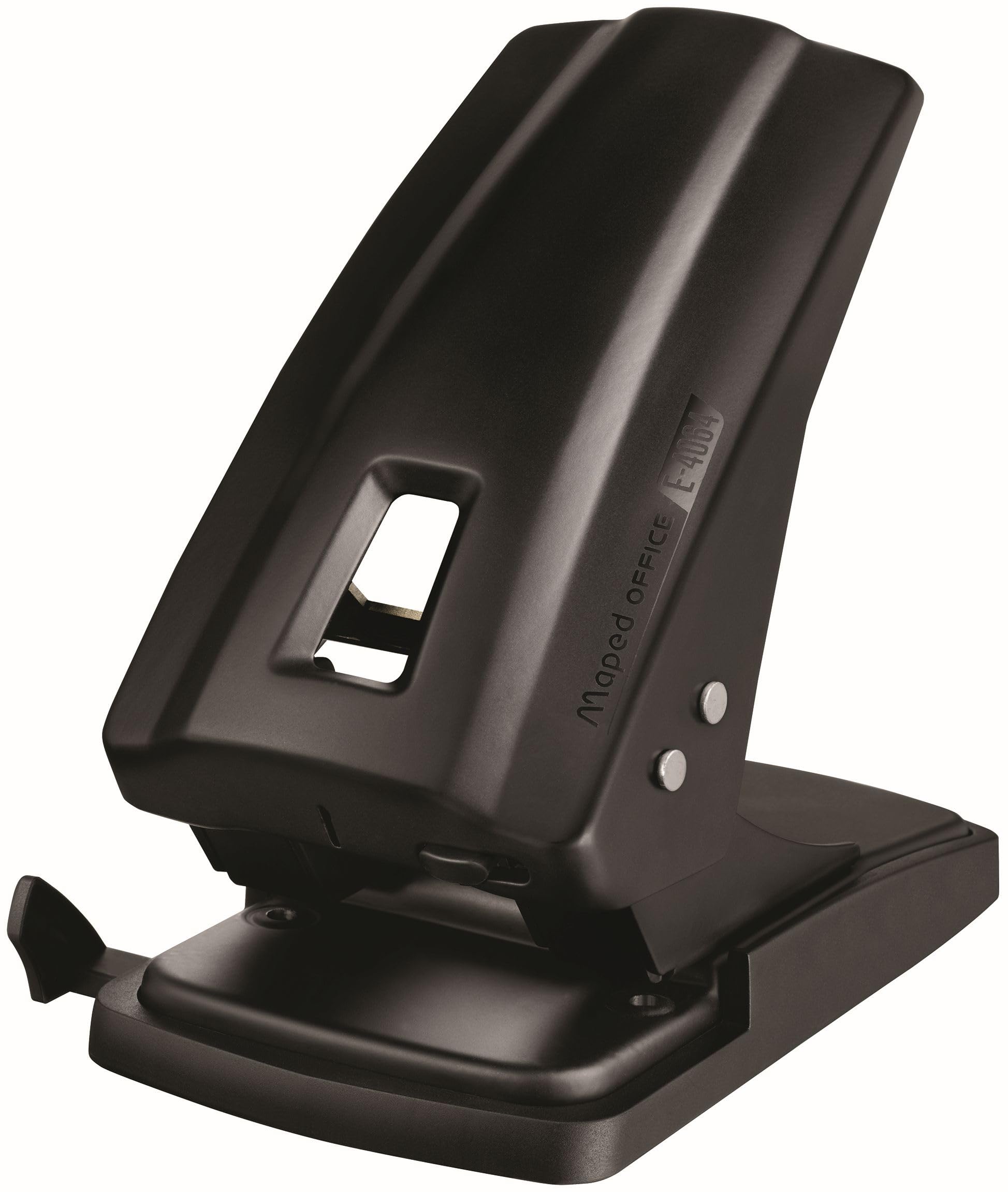 Maped - Perforadora de Papel - Essentials Metal 60/70 Hojas con 2 Agujeros- Agujeador de Papel con Regleta Multi Formatos - Tapa para Vaciar Confetis - Color Negro