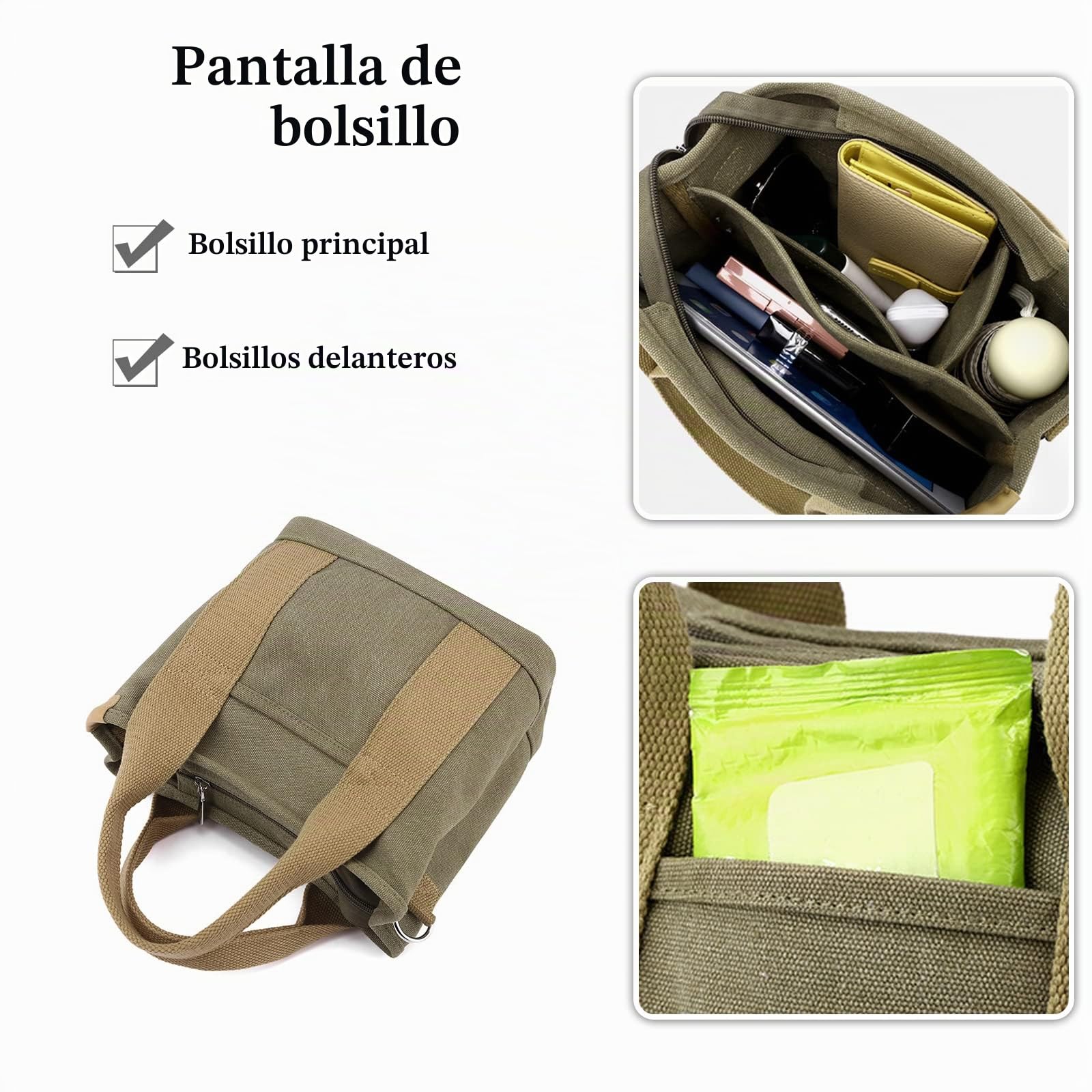 Bolso Bandolera para Mujer Bolso de Mano de Lona Pequeña Capacidad Bolsa Shopper Bolsa de Ociopara Casual Bolso Tote Multifuncional Bolso de Hombro para Citas Trabajo Viajes Compras Azul Oscuro