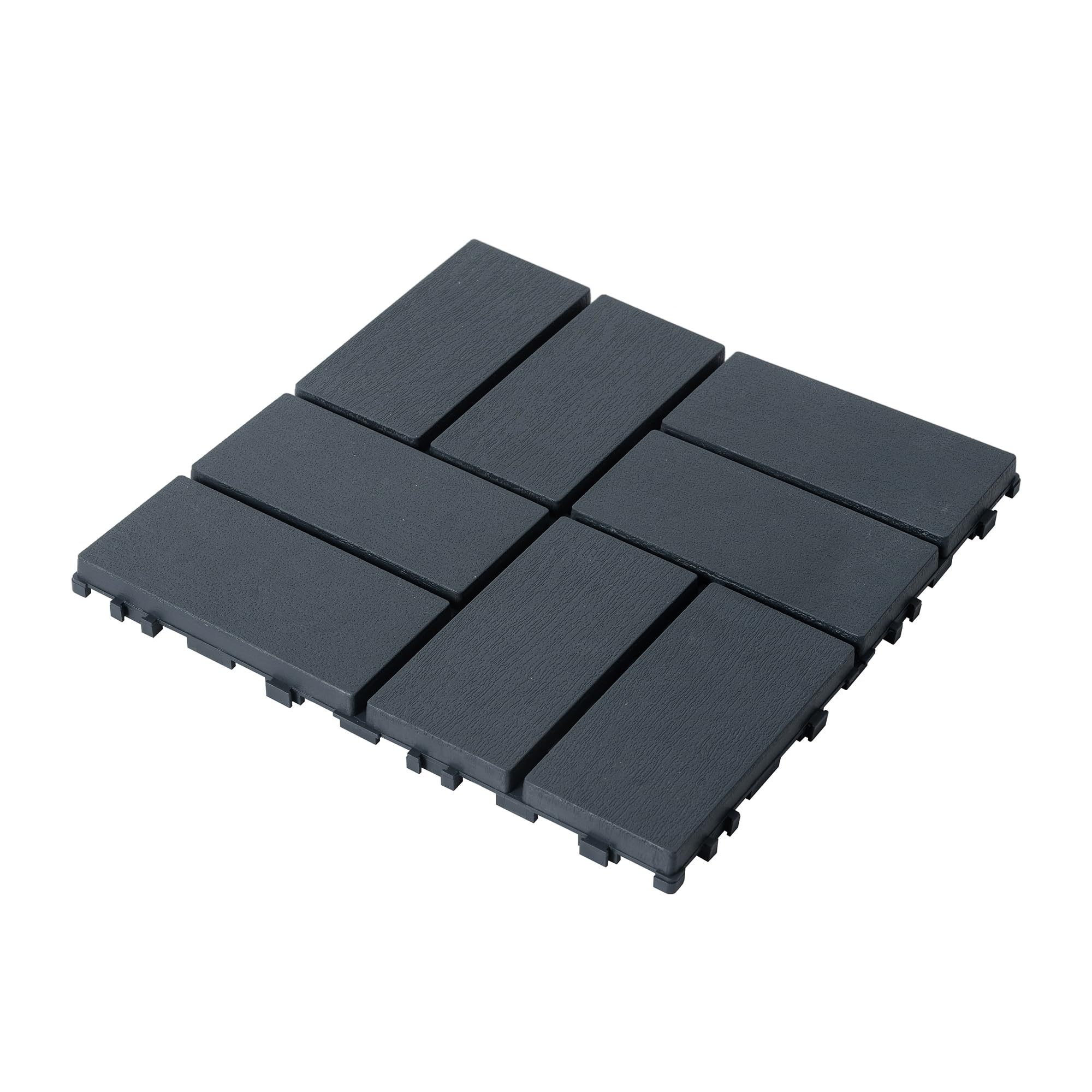 27 Pack Interlocking Deck Tiles, 12"x12"x0.8" Plastic Patio Flooring Outdoor Waterproof, All Weather Use for Balcony Porch Backyard Poolside?Dark Grey,Spiral?