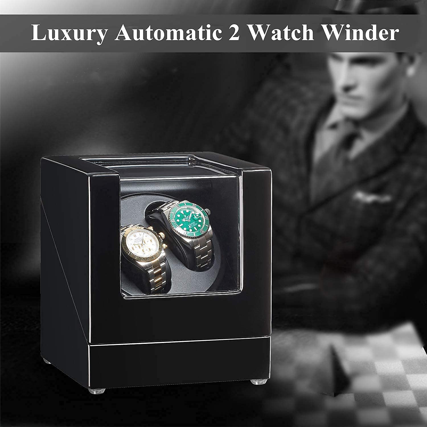 Automatic Double Watch Winder Wooden Watch Winder Box for 2 Watches