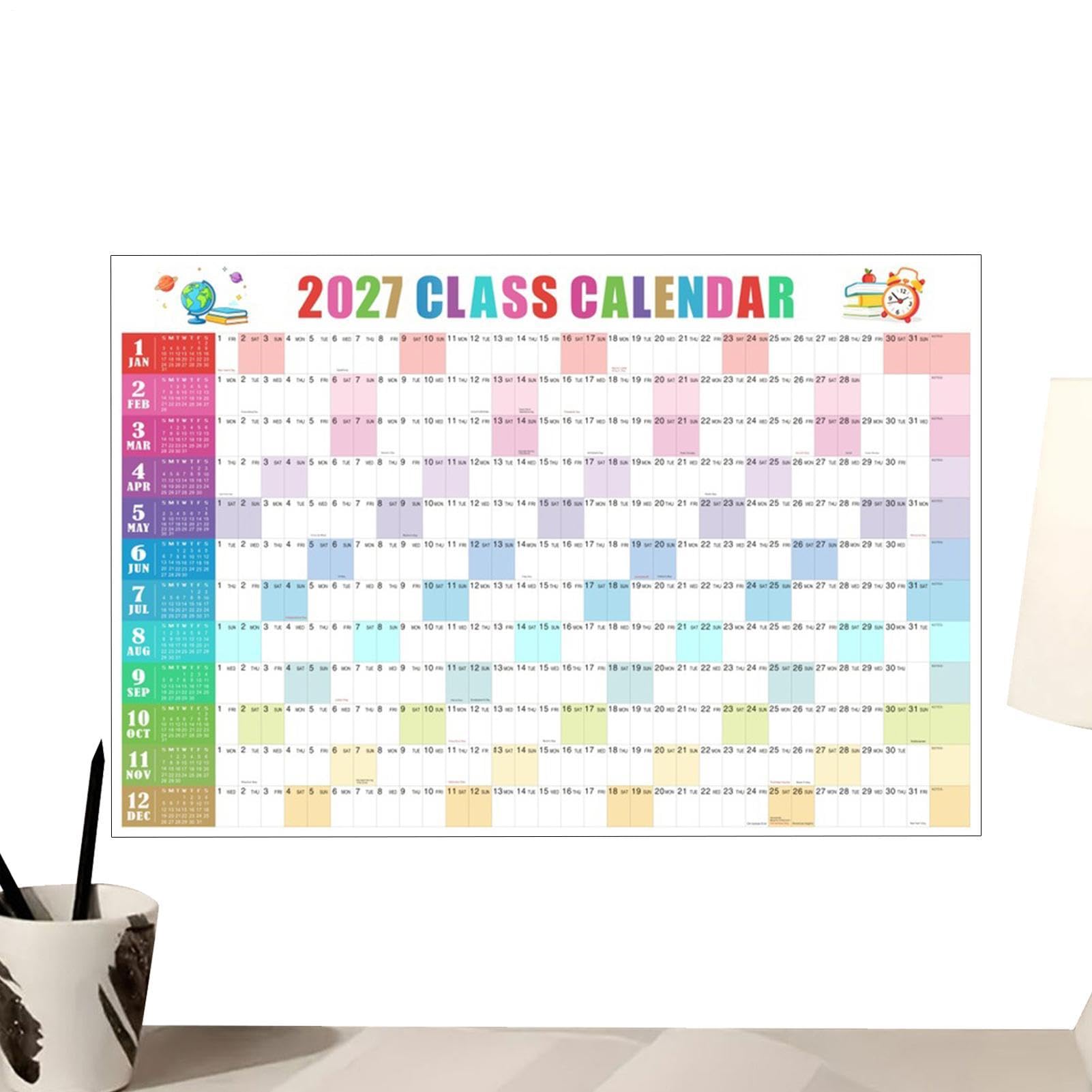 Wandkalender 2027, laminiert, 12 Monate, wendbar, löschbar | 12 Monate löschbarer Jahres-Wandplaner für Arbeit, Wohnung, Schlafsaal, Hotel, Zuhause, Innenschlafzimmer