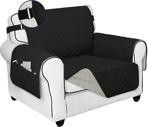 Miniatura 20 de PureFit Funda de Sofá Reversible Resistente al Agua para Sofá de Dos Plazas, Funda de Muebles Lavable a Máquina con Espuma Antideslizante y Correa