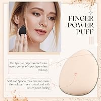 Vista 6 de 72 piezas de esponja de maquillaje para dedos, mini esponja de maquillaje de belleza suave para base, polvo facial, ajuste debajo de los ojos, Negro