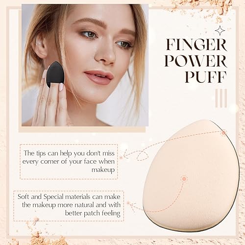Miniatura 6 de 72 piezas de esponja de maquillaje para dedos, mini esponja de maquillaje de belleza suave para base, polvo facial, ajuste debajo de los ojos,