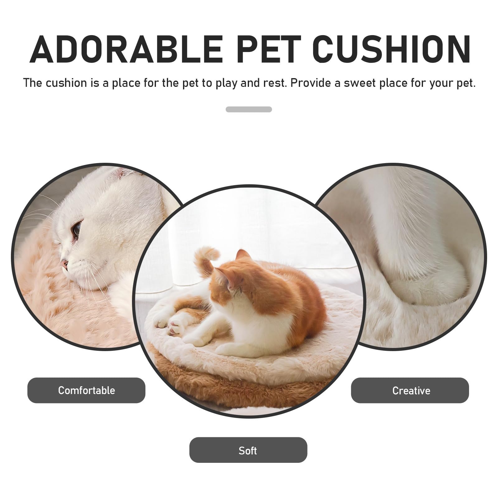 Toyvian Materassino Gatto in Peluche Bianco Funzione Antiscivolo, Cuscino Riscaldante per Dormire e Relax del Gatto, per Kit e Momenti di Gioco