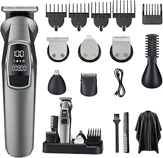 WAIKIL Beard Trimmer for Men, 6 in 1 Hair Clippers & Grooming Kit for Body, Nose, Ear, Cordless with Foil Razor, USB-C Rechargeable