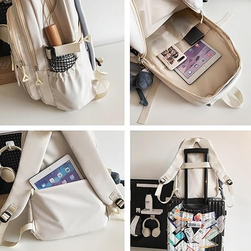 Miniatura 6 de Mochila Linda Estética para Niñas Mochila para la Escuela de Gran Capacidad Mochilas Mochilas Universitarias para Estudiantes Niñas, Blanco