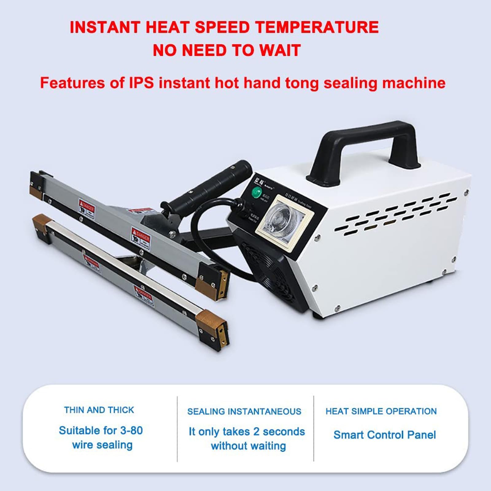 Sellador térmico de mano para poliéster, papel de aluminio, bolsas de papel kraft, calentamiento de temperatura constante de doble cara, sellado rápido, fácil de usar, para almacenamiento de alimentos