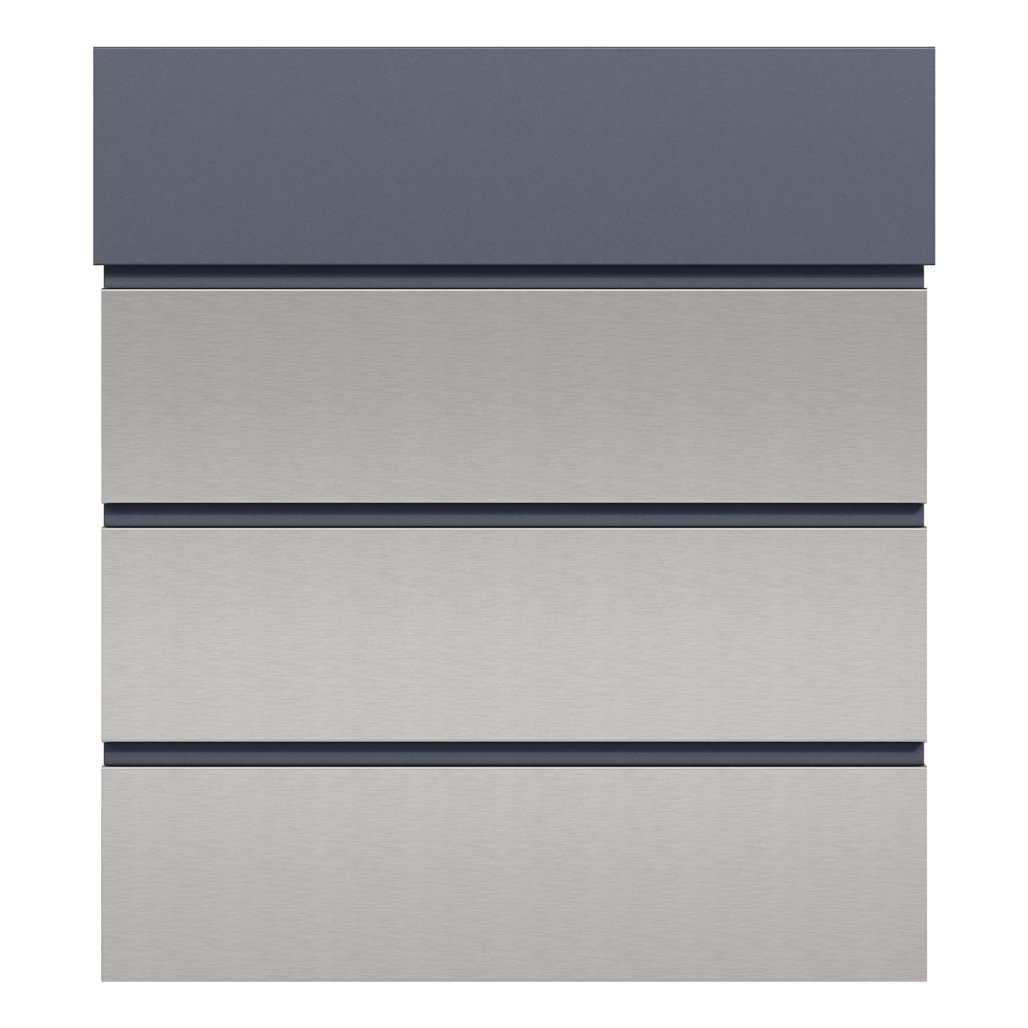 Buzón de diseño V62 Antracita/Acero INOX V64 410 x 130 x 370 mm de Pared con Cerradura y Hueco para periódico Hecho en Acero INOX V64 con Recubrimiento en Polvo