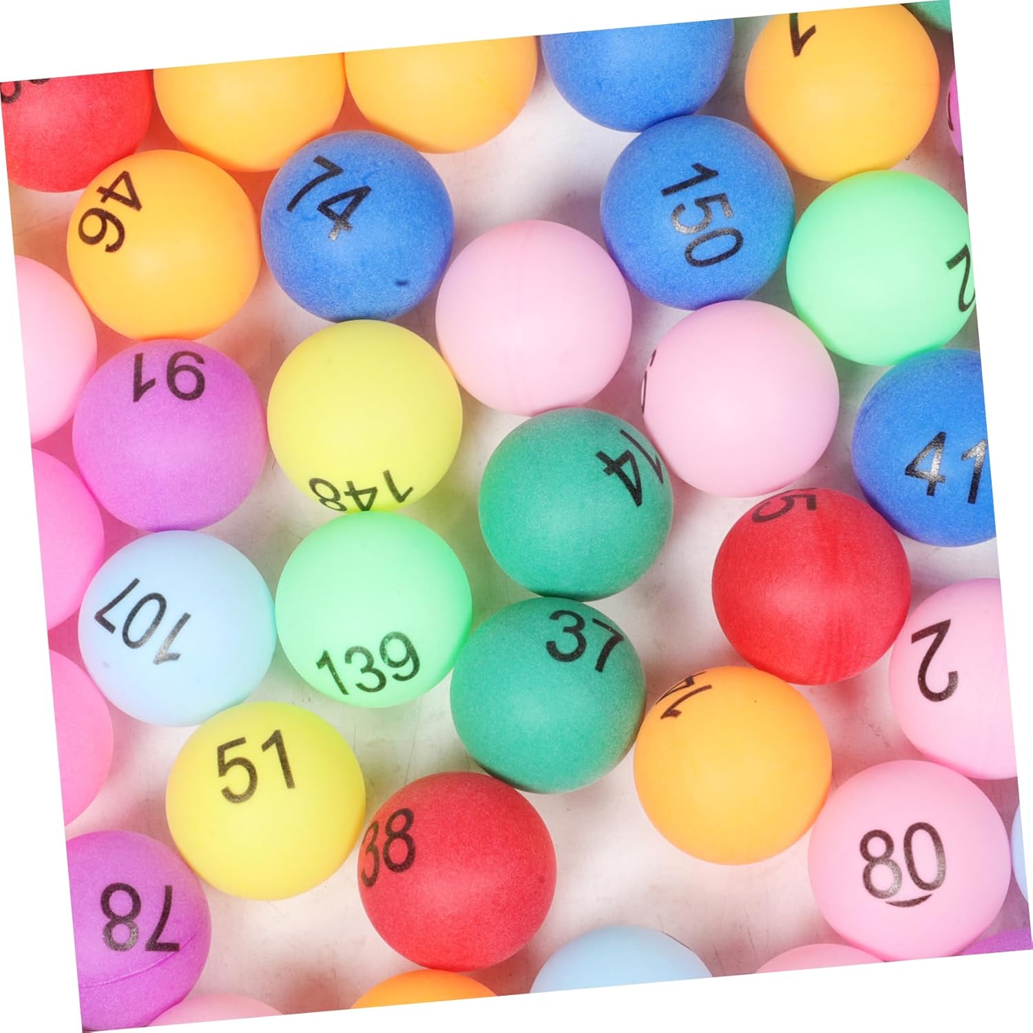 KICHOUSE 150pcs Assorted Pp Number Balls Table Tennis Pong Balls for Boys and Girls Party Games Raffle Draw Bright
