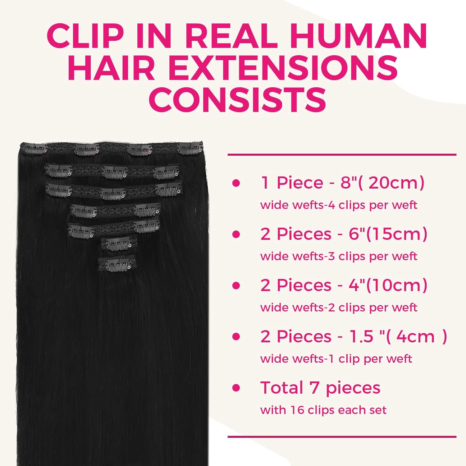 Lashey Clip in Hair Extensions Real Human Hair, 12 Inch 7pcs 120g #1 Jet Black, Straight Remy Human Hair Extensions Clip ins Thick Hair for Black Women - Image 2