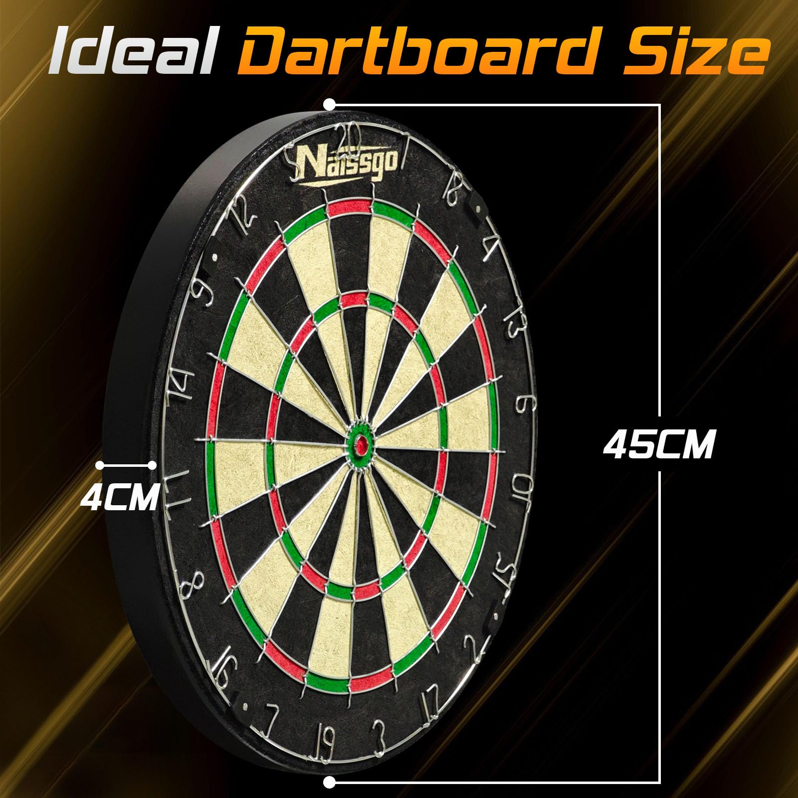 Bristle Dartscheibe, Endurance Round Wire Number Ring Sisal Darts Set inkl. 6 Sets Steeltip Darts