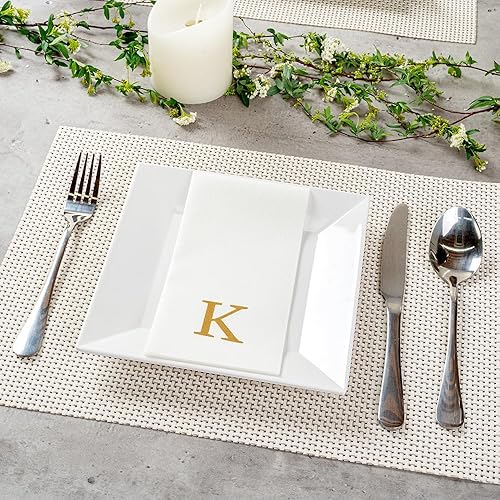 Miniatura 287 de Luxenap - Toallas de invitados de 15.8 x 7.9 pulgadas, 50 toallas de mano con letras plateadas, letra "P", fuente Sans Serif, servilletas de papel