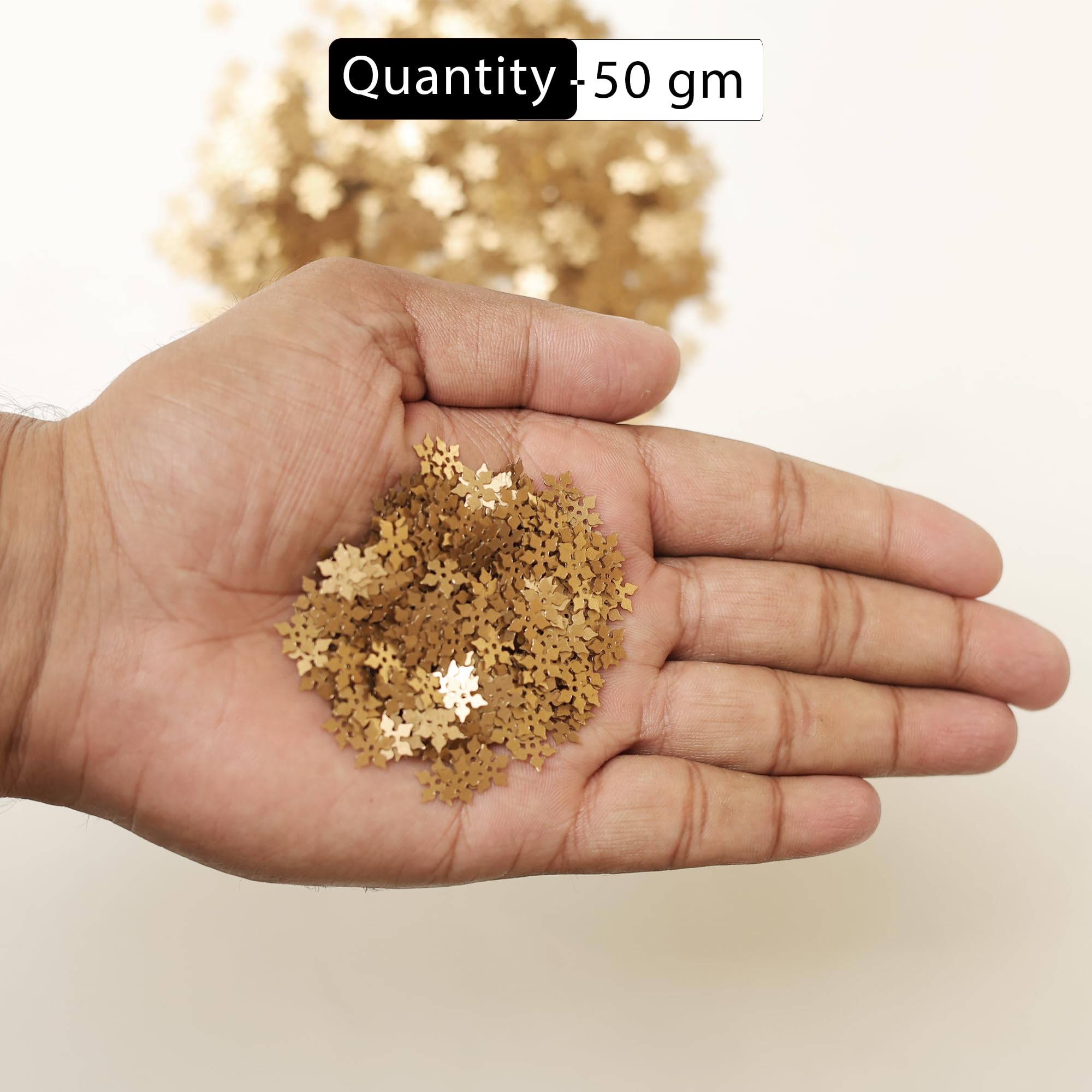 Embroiderymaterial Flower Shape Sequins Sitara for Craft and Embroidery 50gm (Antique Gold, 8MM) 4