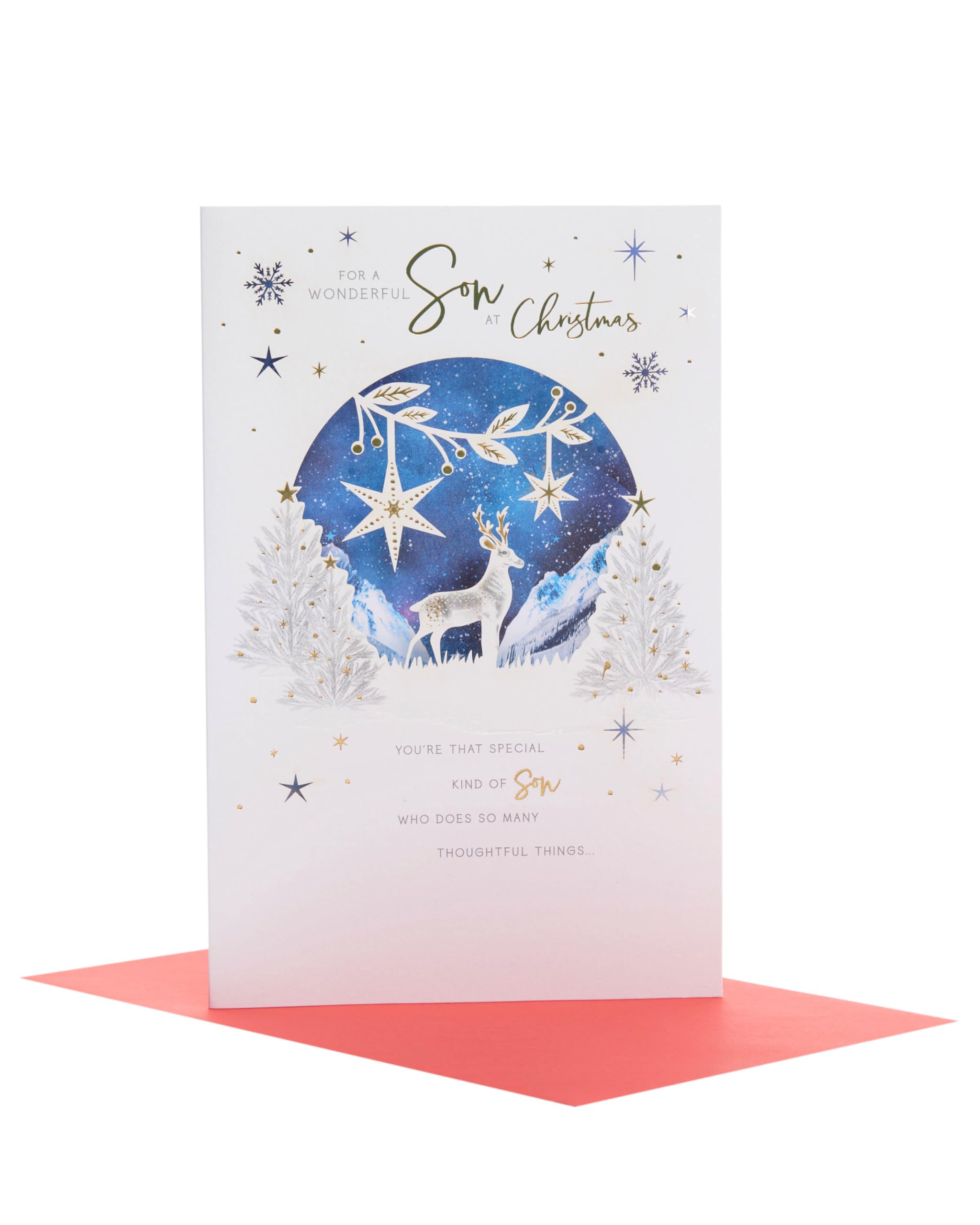 UK Greetings Christmas Card for Son - Snowy Scene Design, Son Scene, A5