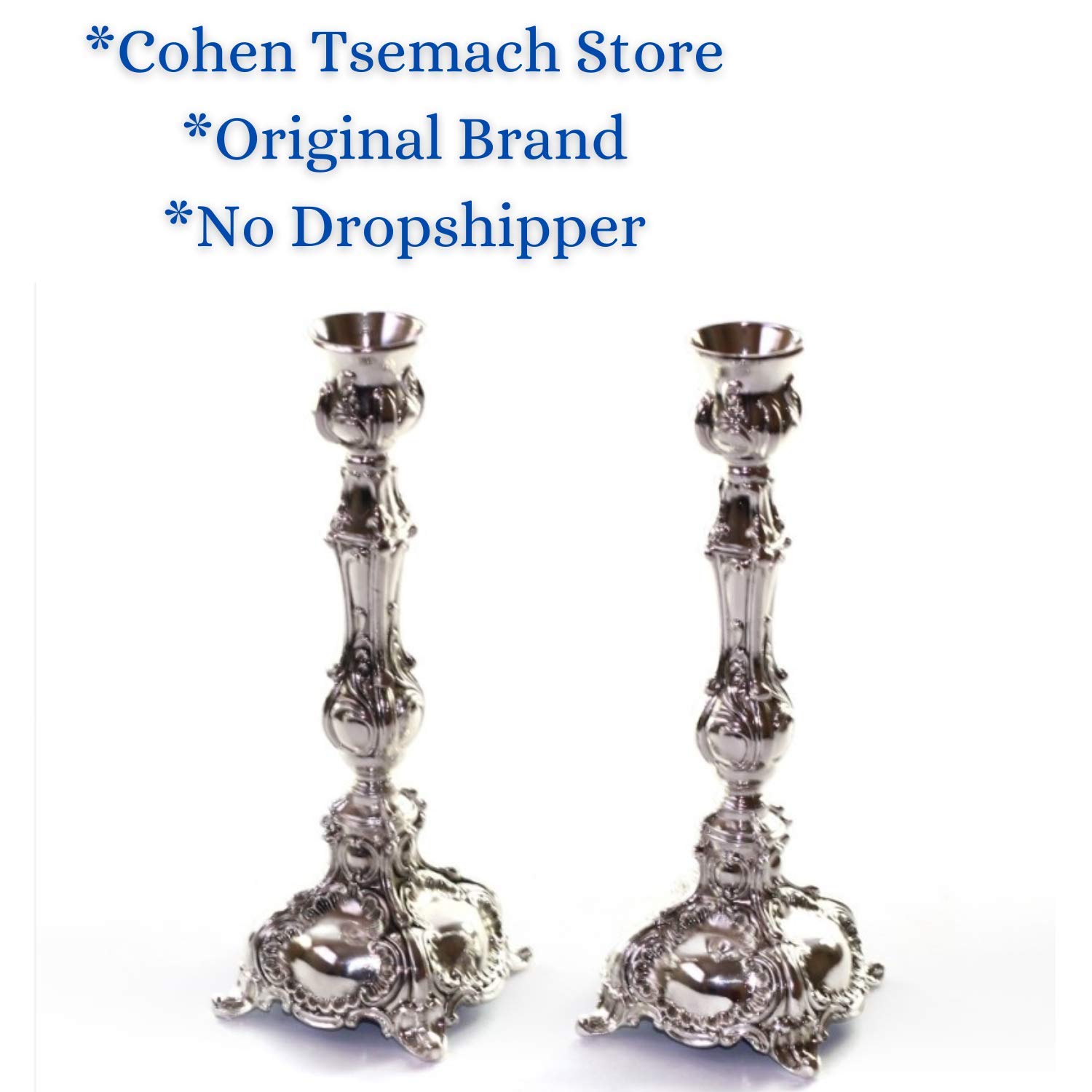 GORGEOUS BEAUTY&CARE Kerzenhalter, Nickel, Shabbat, Judaica, Israel, jüdisch, 16,5 cm