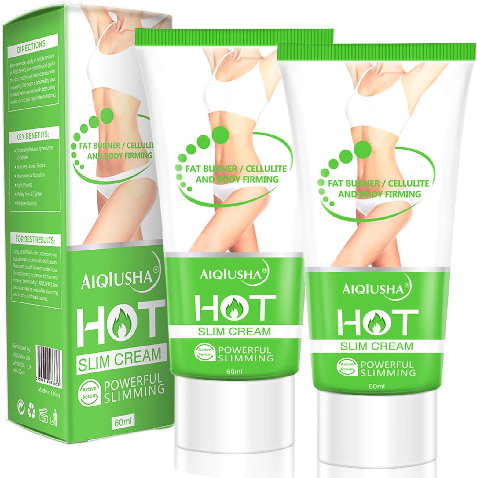AIQIUSHA Hot Cream 2 Pack, Cellulite Slimming & Firming Cream, Body Fat Burning Massage Gel for Shaping Waist, Abdomen and Buttocks