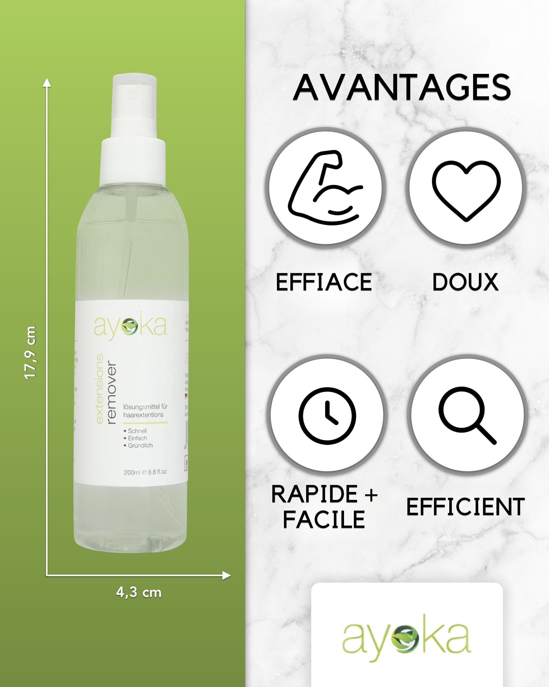 Dissolvant Professionnel pour Extensions de Cheveux | Action Rapide sur Kératine et Extensions Adhésives | Parfum Agréable | 200ml pour 300 Extensions | Enrichi en Agents Nourrissants