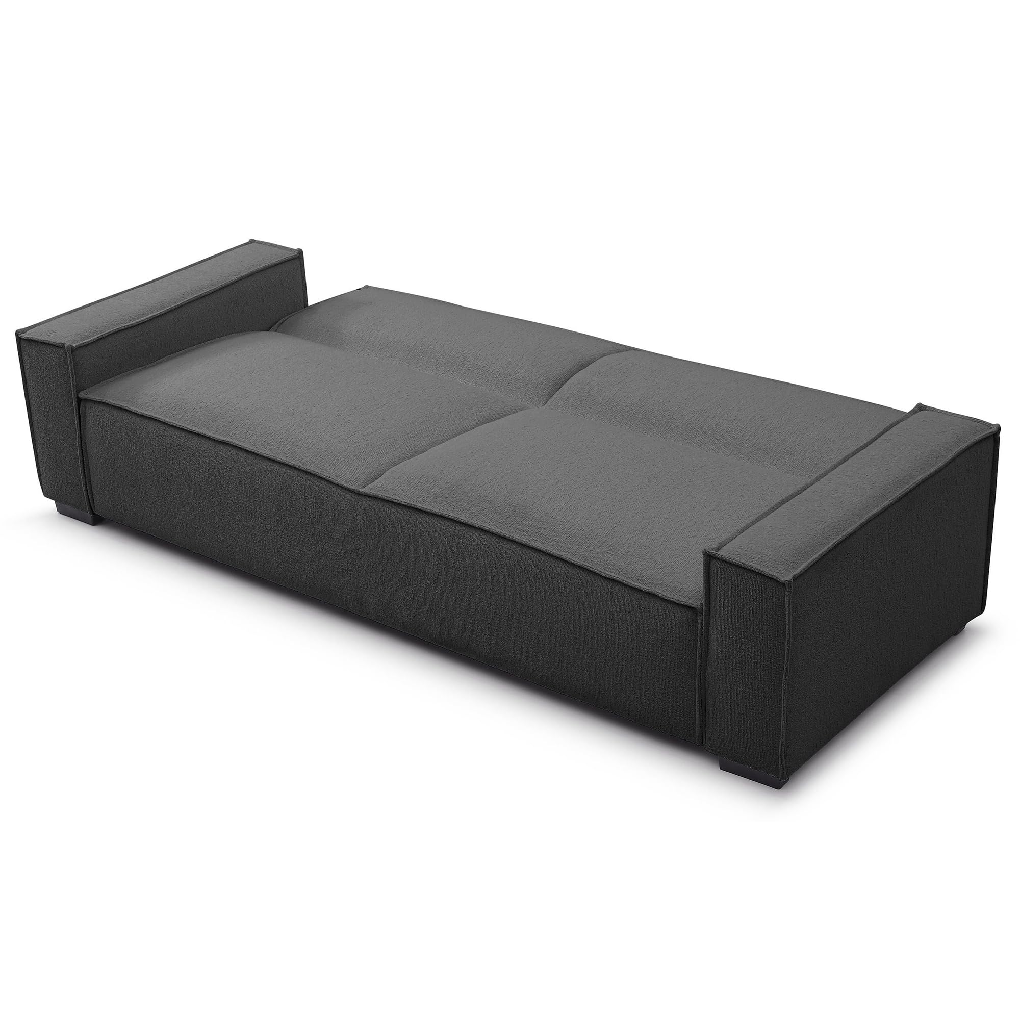 Menzzo Canapé Clic-Clac 3 Places Roger Tissu Bouclette Gris – Convertible Design Moderne 230 cm – Canapé Lit Confortable avec Dossier Rabattable pour Salon & Studio L230 x P94 x H75 cm