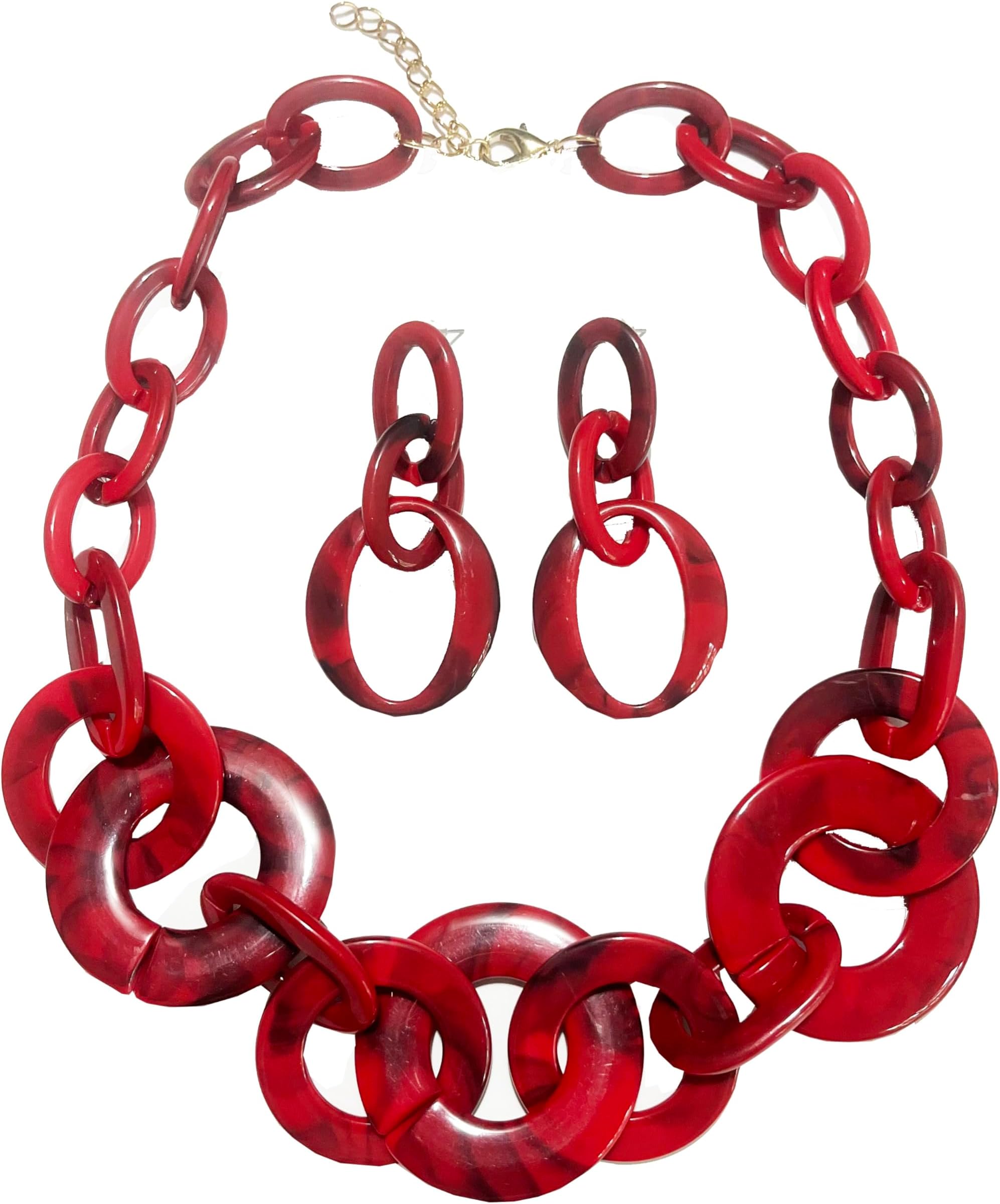 Statement Acrylic Cuban Chunky Choker Necklace Bib Collar Necklace and Earrings for Women Fahion Costume Jewelry Set