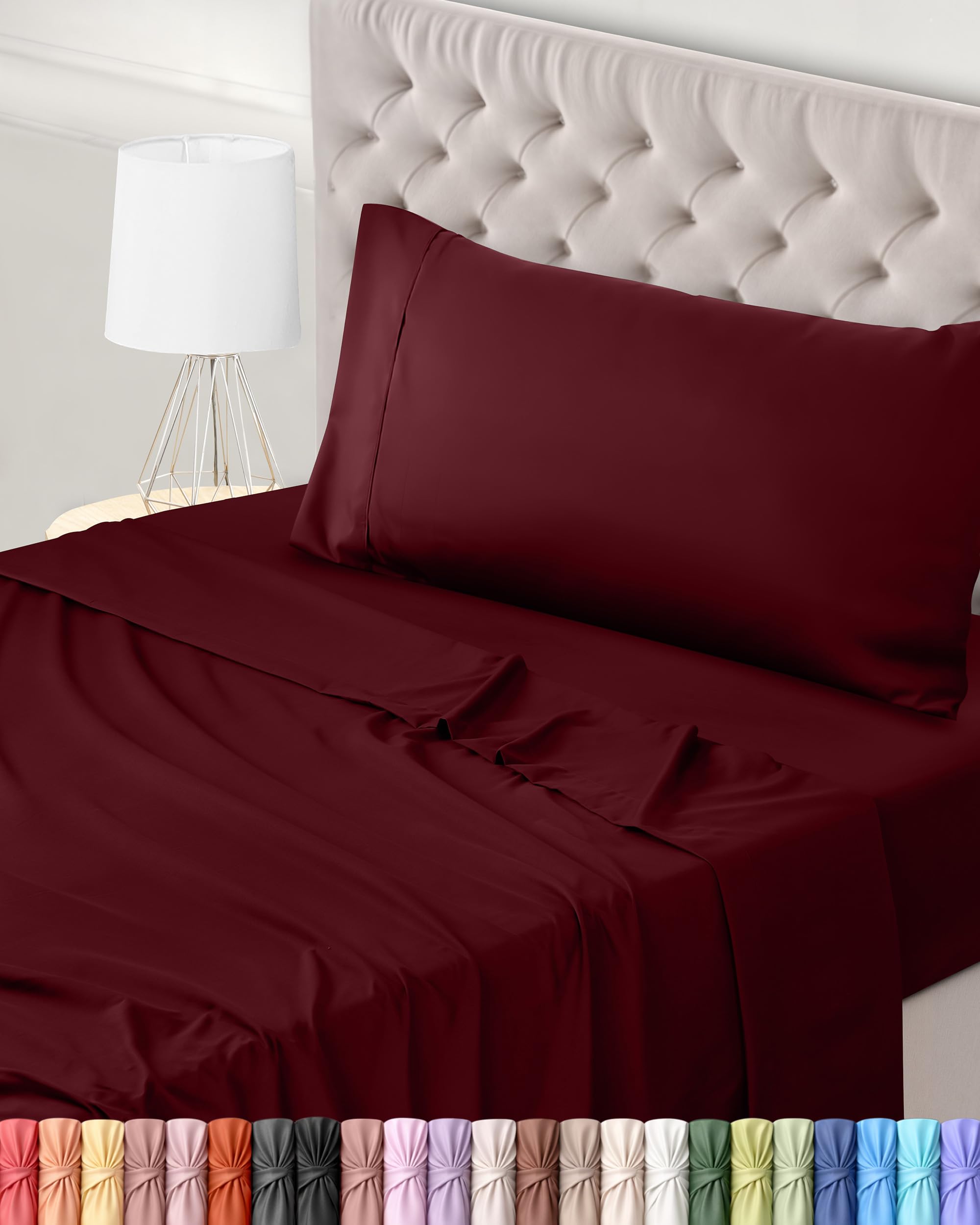 Utopia Bedding - Set Lenzuola Letto Singolo 3 Pezzi 90x190 cm - Spazzolata Poliestre di Microfibra - Oeko-Tex Certificato - Lenzuolo con Angoli, Lenzuolo Piatto e 1 Federa 50x75, Bordeaux