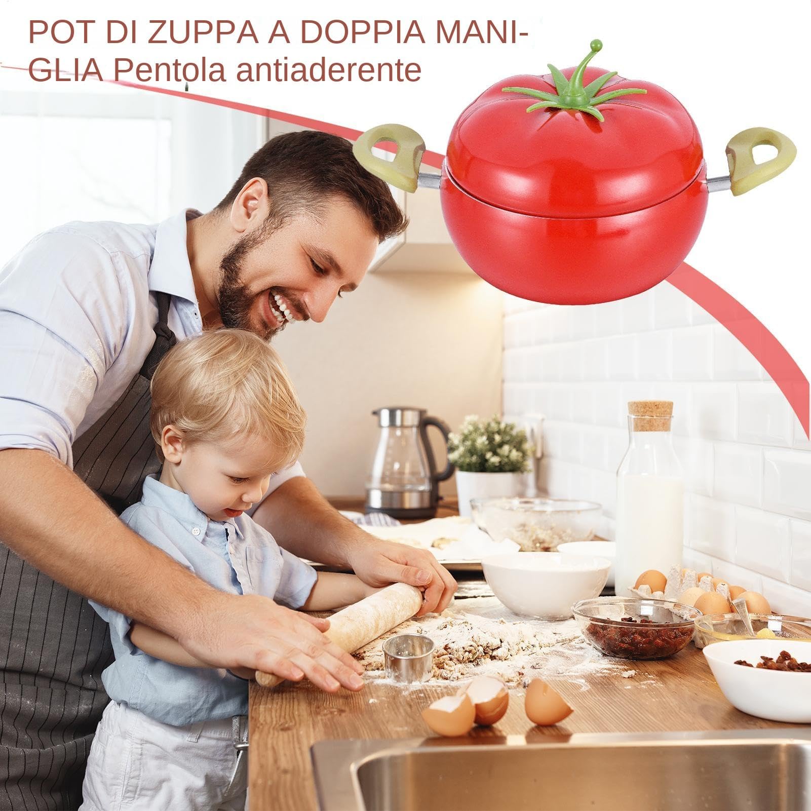 Pentola Per Sugo Con Coperchio Pratico Multiuso Antiaderente A Forma Di | Pentola Da Cucina Ideale Per Pasta, Zuppa, Spaghetti, Uso In Cucina Domestica E Ristorante