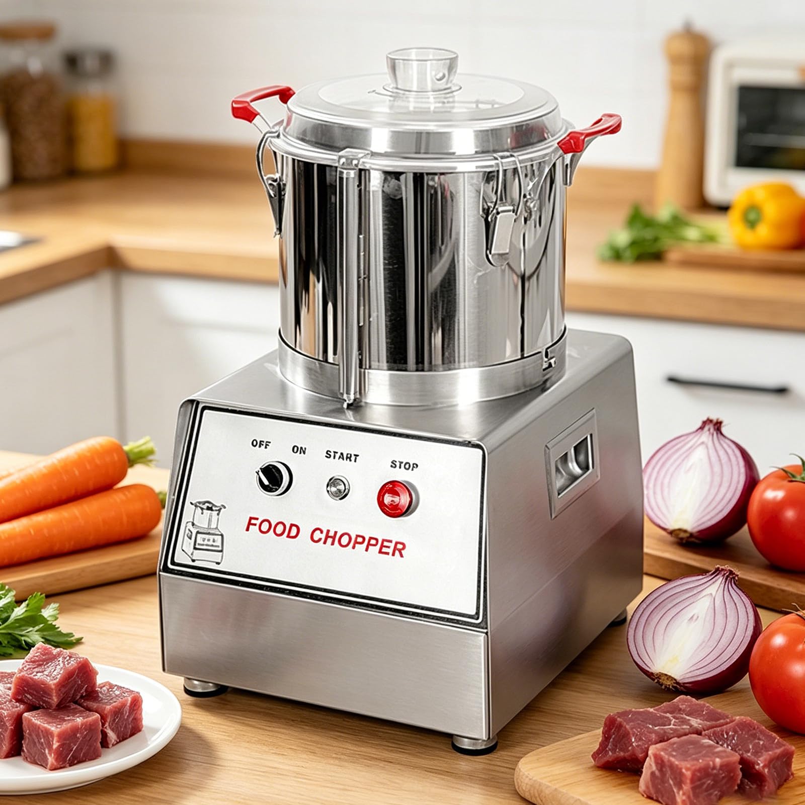 Commercial Stainless Steel Food Processor, Multifunctional Cutter 7L