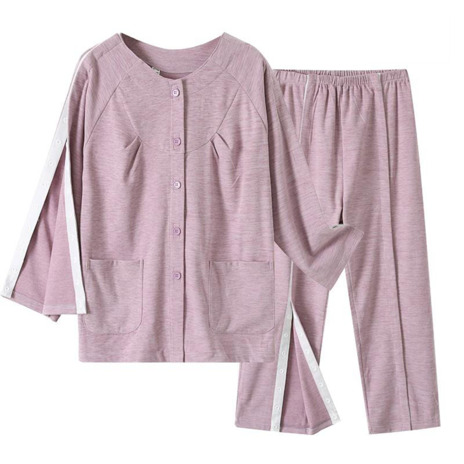 Traje de enfermería Batas de hospital Tearaway Snap, ropa de cuidado de estilo largo para mujer, ayuda de enfermería completamente abierta después de la cirugía con bolsillo