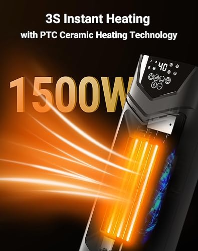 Miniatura 4 de Calentador de espacio con termostato, calentador eléctrico de cerámica Primevolve de 1500 W con control remoto, 3 modos de oscilación de