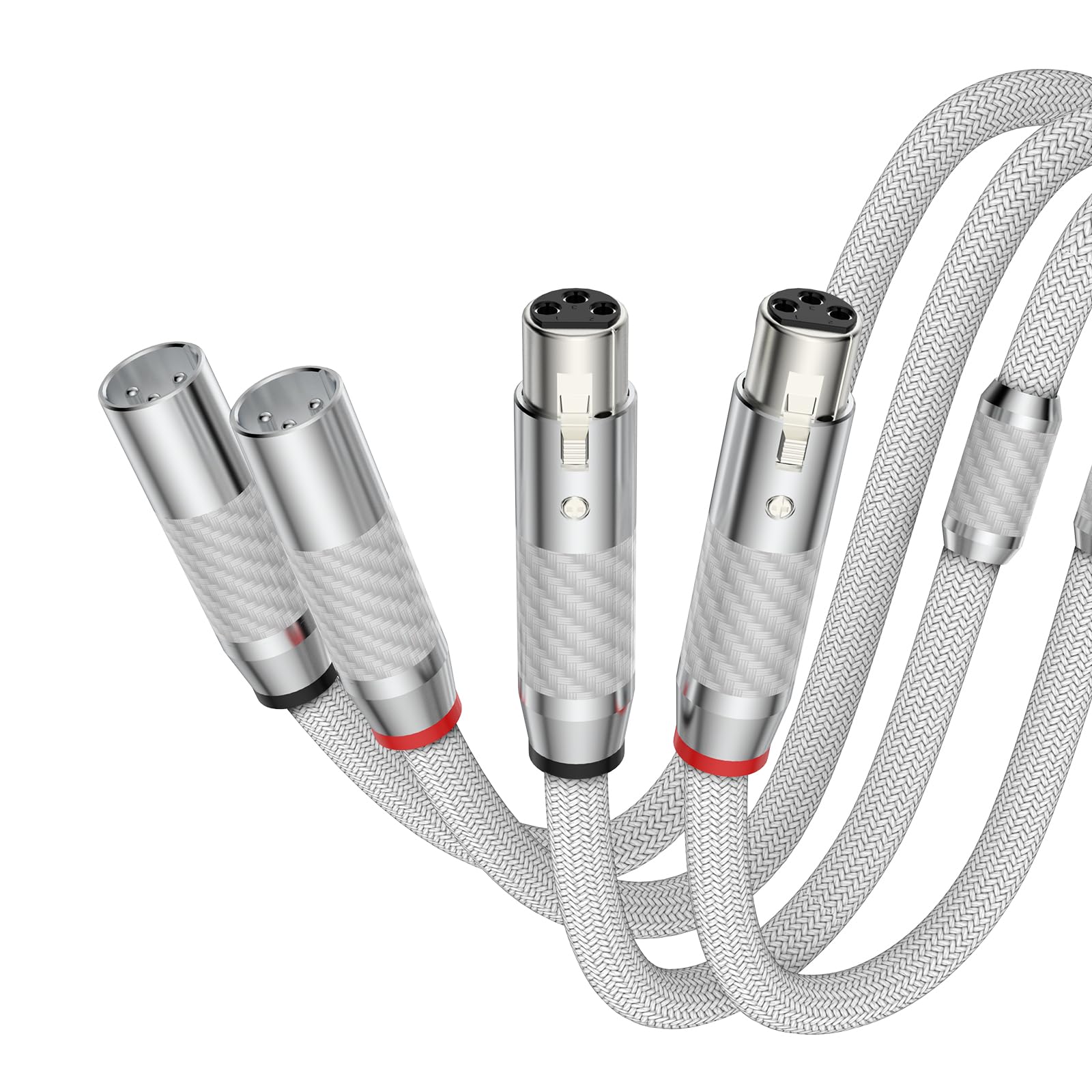 XLR Kabel Mikrofonkabel Versilbert Premium 3-Pin symmetrischer XLR Stecker auf Buchse Mikrofon-Kabel DMX Patchkabel für Mikrofon,Verstärker,Mischpult,Hifi Lautsprecher.(2M,Weiß)