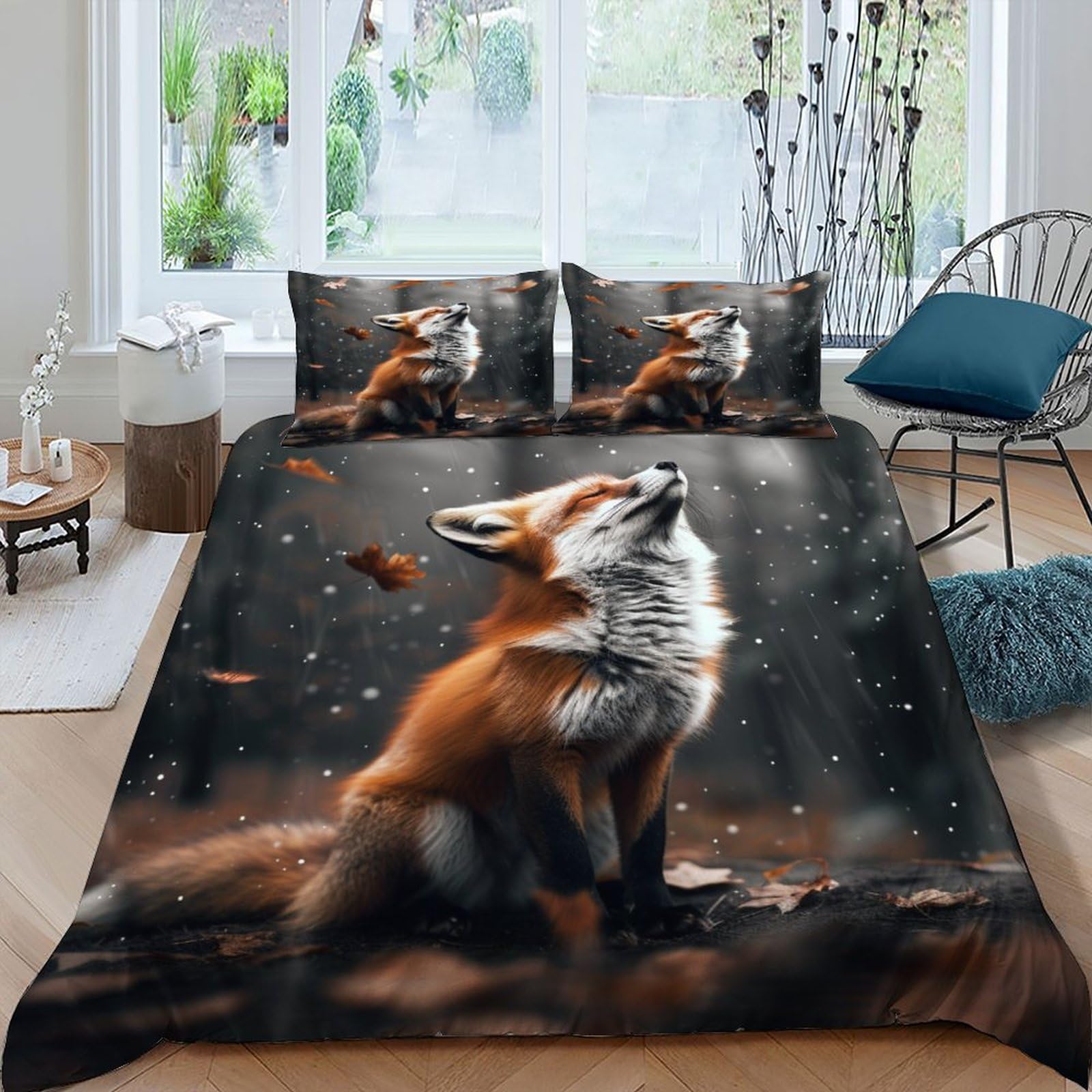 Housse de couette 135x200cm anti-plis avec fermeture éclair pour lit simple