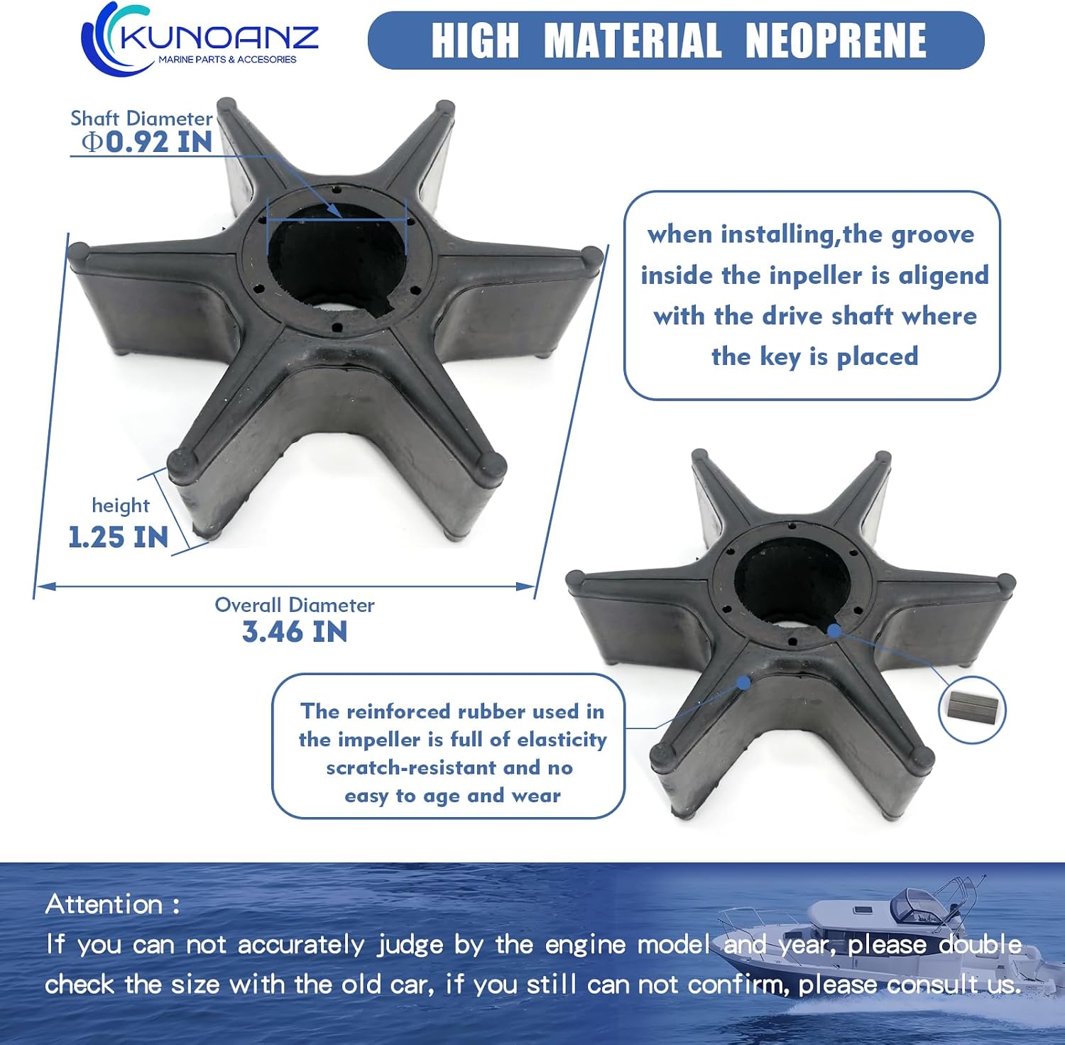 06192-ZW1-000 Outboard Water Pump Impeller Repair Kit For Honda 75 90 115 130 HP 4-Stroke Sierra 18-3283 75HP 90HP 115HP 130HP BF75 BF90 BF115 BF130