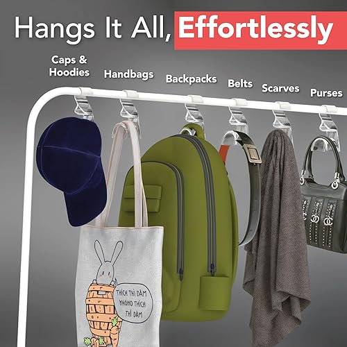 Miniatura 7 de Wiosi Juego de 3 perchas transparentes de alta calidad, organizadores de acrílico duradero y colgador de bolsas de almacenamiento para armario de