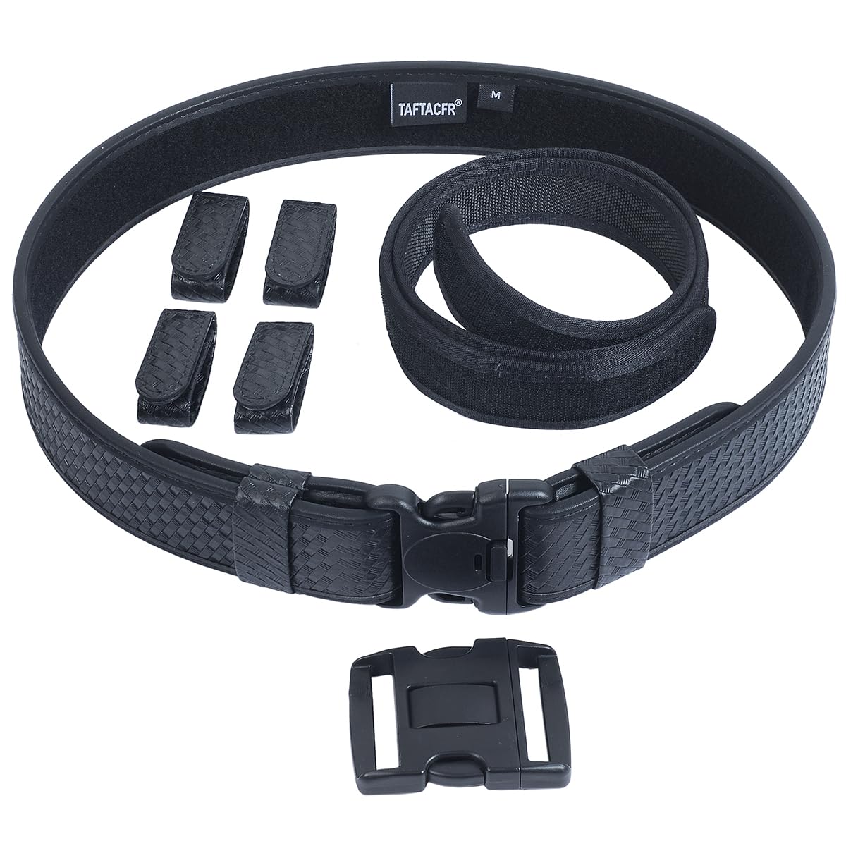 Taftacfr Unisex Basketweave Duty Belt For Law Enforcement Utility Security Military Police 2.25" Tactical Patrol Belt Set, Xl(44"-50")
