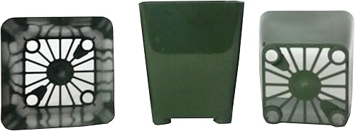 Paquete de 20 macetas cuadradas de plástico para plantas, 3.25 pulgadas. Color verde oscuro