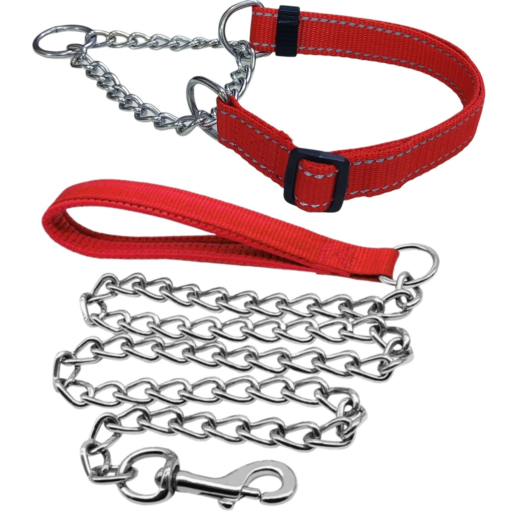 Petlicious & More® (Size - Medium, Thickness - 1" Inch) Martingale Collar Reflective Choke Collar with Handle Chain No. 8 for Small Dogs (Adjustable 16-24" Inch Neck Size, Color Red) (B09SDKB81Q) Amazon Price History, Amazon Price Tracker