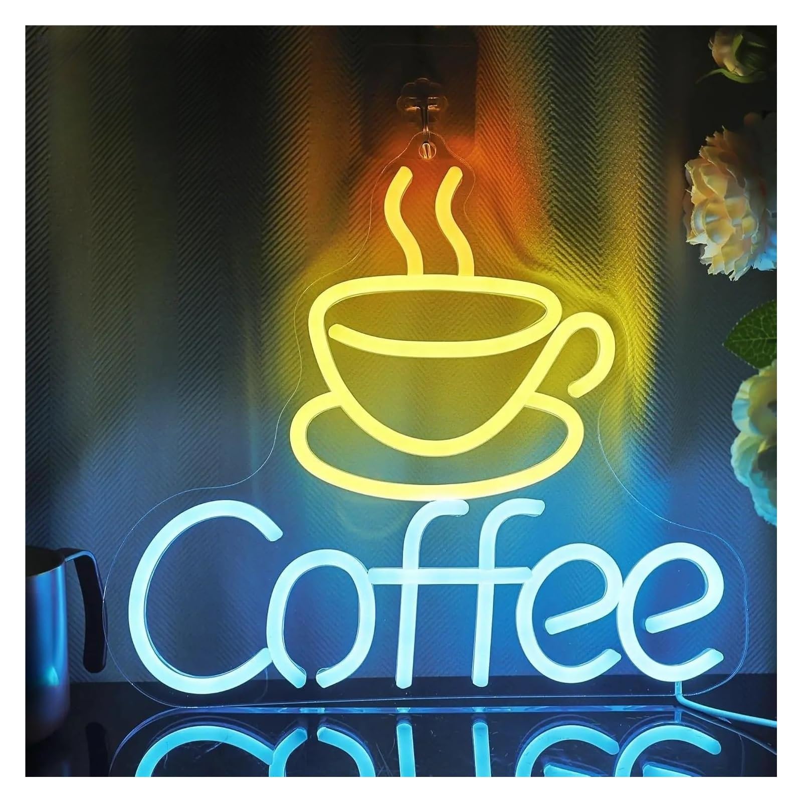 LEMST Sign Lamp Coffee Neon Sign USB Powered, Neon Lights Suitable for Cafe Shop Home Restaurant Kitchen Window 28.7cmx32.1cm