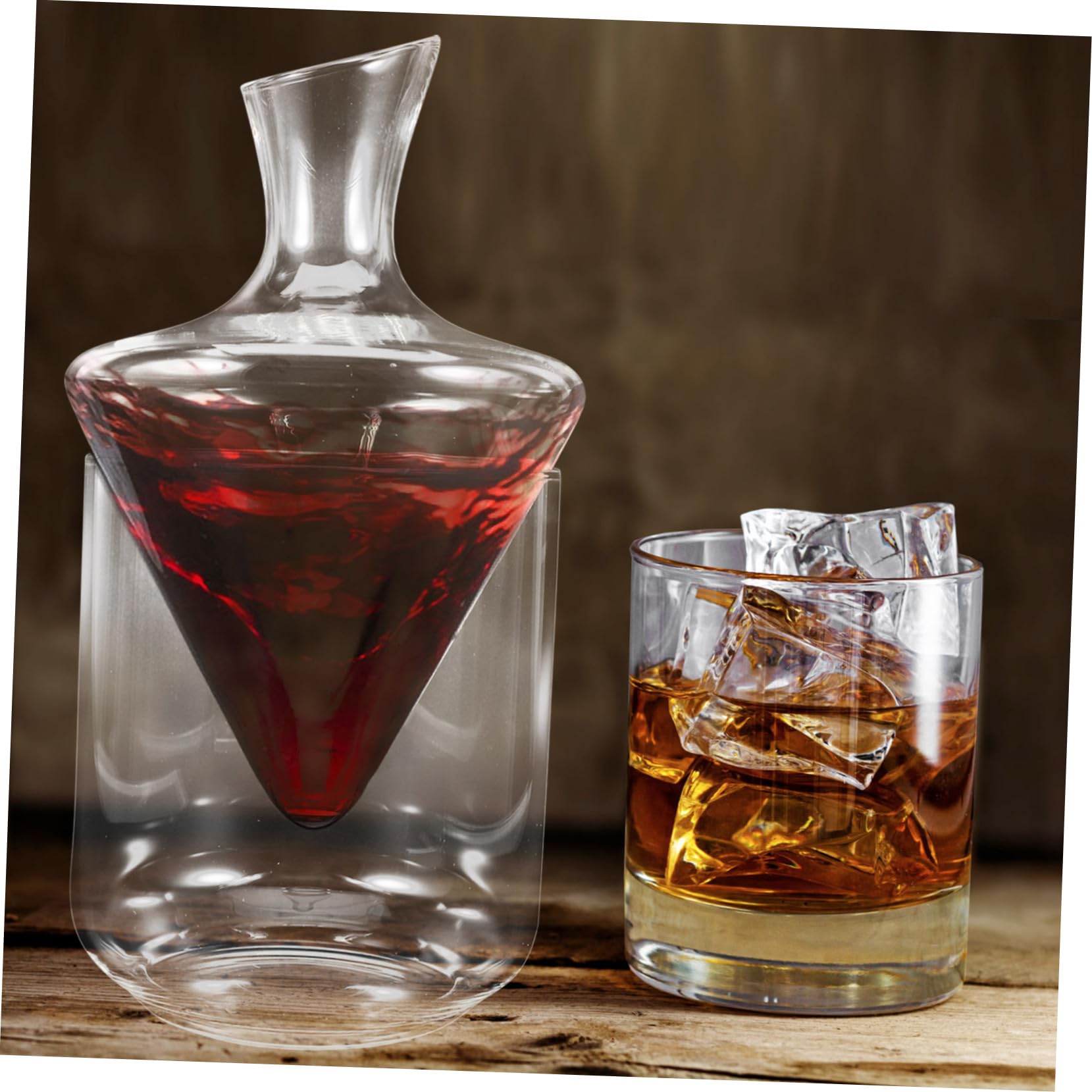 Mipcase Decanter Obliquo Per Vino Classico in Vetro Trasparente Secchiello Per Ghiaccio Distributore Di Vino Delicato Per Bar e Casa Set Decorativo Per Esaltare Sapore e Consistenza