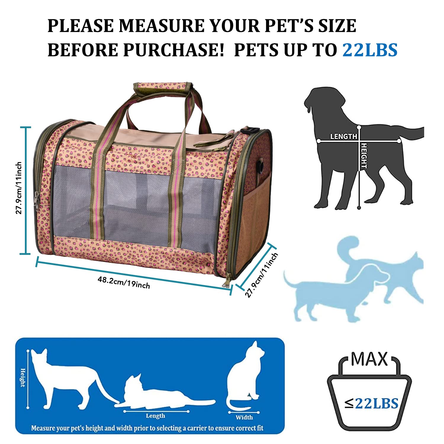 Portador de viaje para mascotas de cara suave, aprobado por la aerolínea, portadores para gatos plegable, duradero, carga superior, asiento de coche para perros y gatos y animales pequeños.