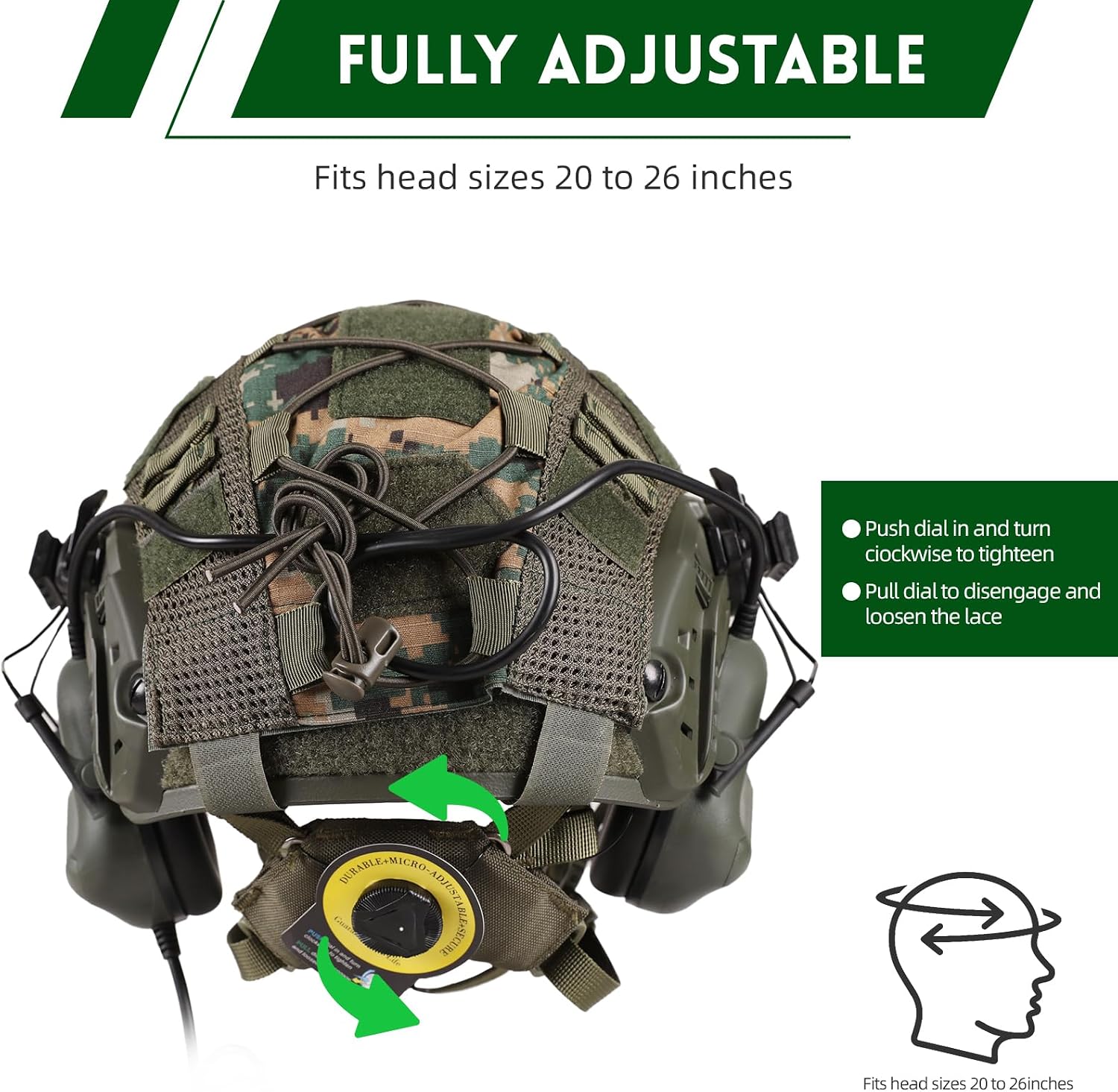 Adjustable Tactical Helmet with Battery Pouch & Cover for Airsoft, Cosplay, Military Gear