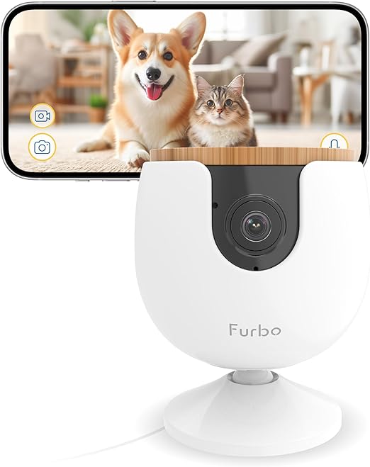 Furbo Mini New Pet Camera: Home Security Camera with Barking or Meowing Alerts, Cat or Dog Camera with Phone App, Smart Home Indoor Cam with 2-Way Speaker and Night Vision (No Subscription Required)