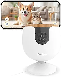 Furbo Mini Pet Camera: Security Cam w/Barking or Meowing Alerts, Cat or Dog Tracking w/Phone App, Smart Home Indoor Monitoring, 2-Way Speaker (Standard Features - No Subscription Required) asin的图片