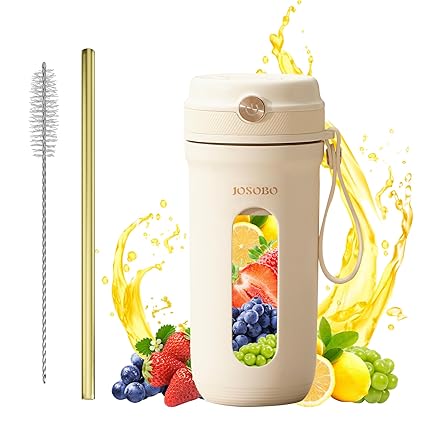 Portable Blender, JOSOBO Personal Size Blender for Shakes and Smoothies with 10 Ultra Sharp Blades, 16 Oz Mini Blender USB Rechargeable Type-C for Travel/Picnic/Office/Gym(Milky White)