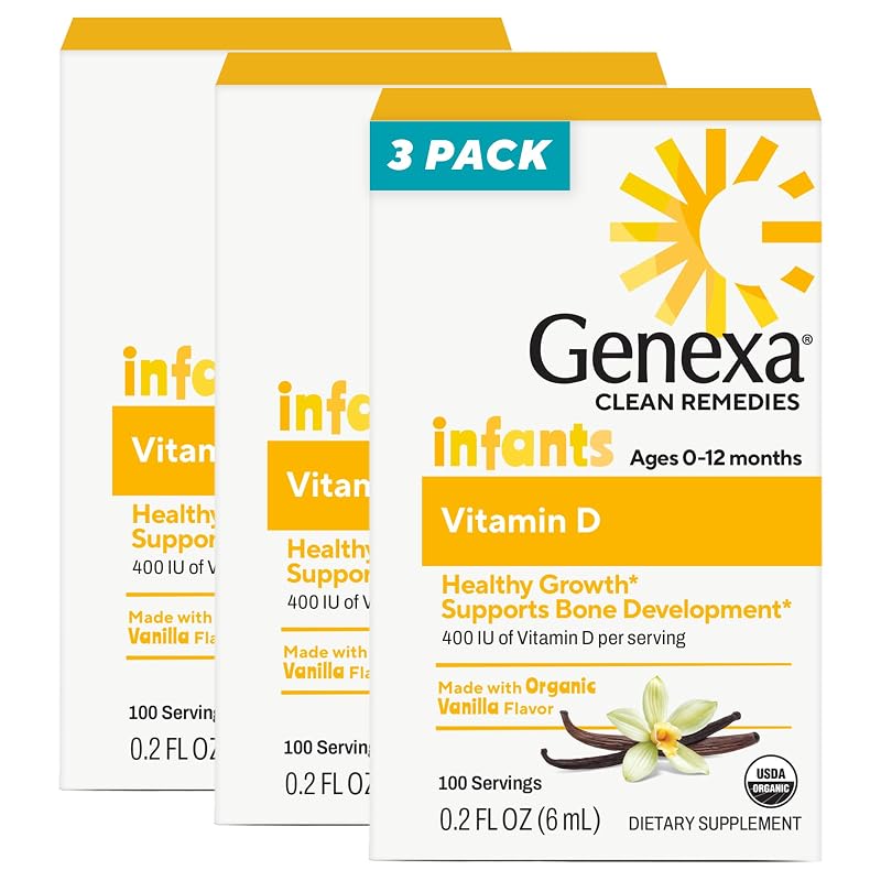 Genexa Vitamina D3 em gotas para bebês, 3 frascos