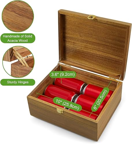 Miniatura 4 de DRASTAR Caja de recuerdos de madera, caja de almacenamiento grande de acacia con tapa con bisagras, caja del tesoro de memoria para manualidades y