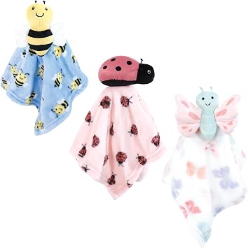 Hudson Baby Unisex Baby Animal Face Security Blanket, Butterfly 3-Pack, One Size