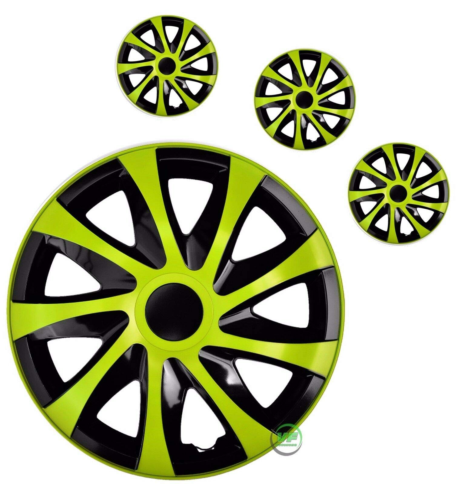 Radkappen 15 Zoll Radkappen NRM Extra Strong Grün/Schwarz 15" Zoll Radkappen 15 Zoll 4er Set
